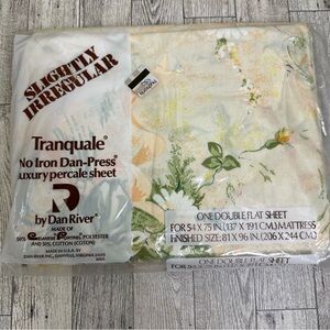 Tranqual By Dan River Double Flat Sheet Floral Slightly Irregular Luxury Percale